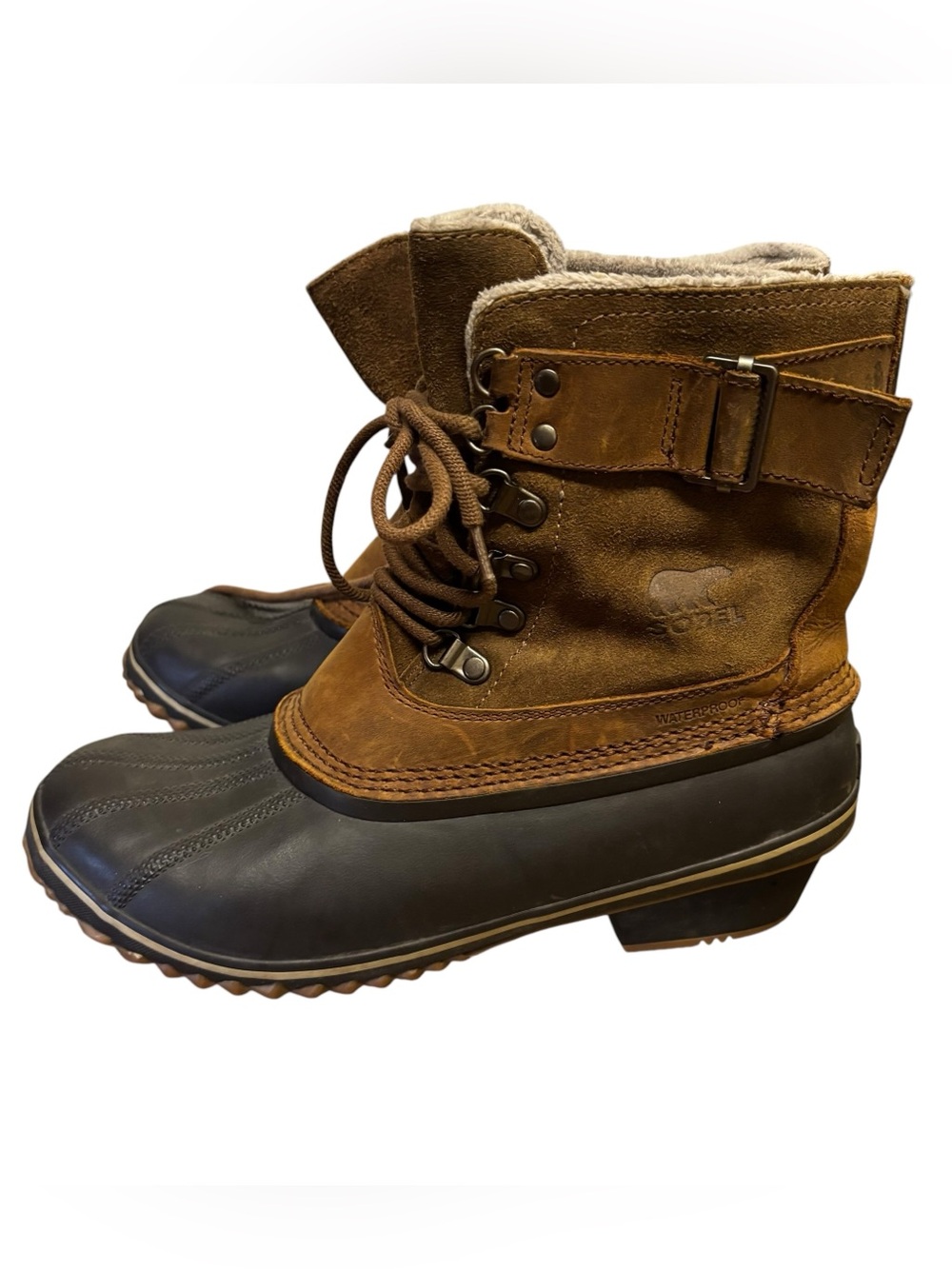 Sorel Fancy Lace II Winter Boot - Brown/Black Waterproof Lace-Up 9